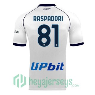 SSC Napoli (Giacomo Raspadori 81) Away Soccer Jerseys White 2023/2024