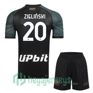 SSC Napoli (Piotr Zielinski 20) Kids Third Soccer Jerseys Black 2023/2024