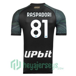 SSC Napoli (Giacomo Raspadori 81) Third Soccer Jerseys Black 2023/2024