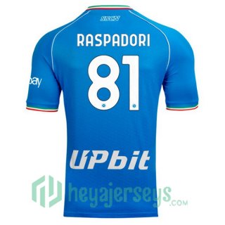 SSC Napoli (Giacomo Raspadori 81) Home Soccer Jerseys Blue 2023/2024