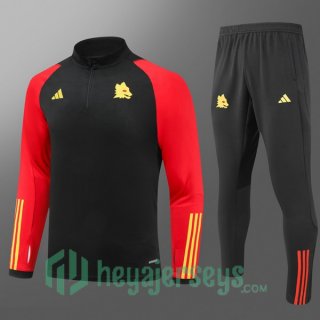 Tracksuit AS Roma Kids Black Red 2023/2024