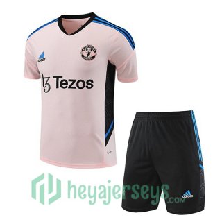 Manchester United Training T-Shirts + Shorts Rose 2023/2024