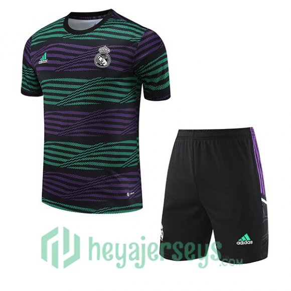 Real Madrid Training T-Shirts + Shorts Black Green 2023/2024