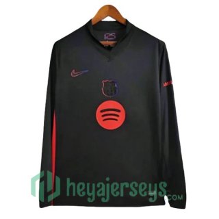 FC Barcelona Away Soccer Jerseys Long Sleeve Black 2024/2025