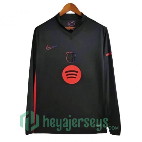 FC Barcelona Away Soccer Jerseys Long Sleeve Black 2024/2025