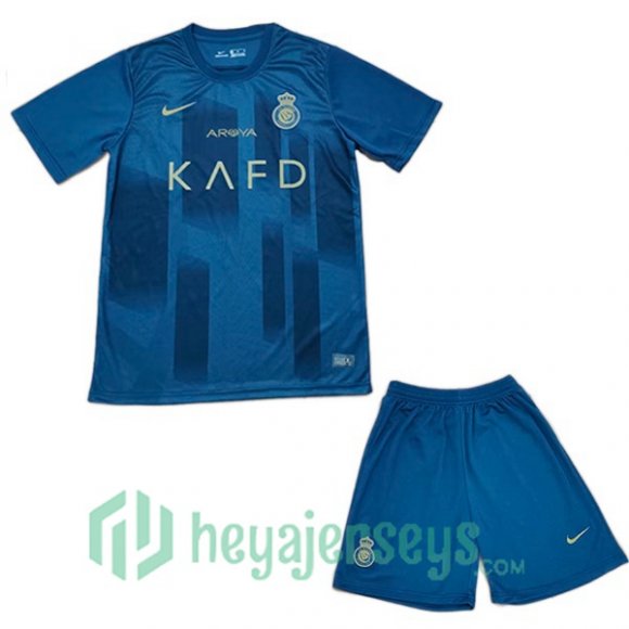 Al-Nassr FC Kids Soccer Jerseys Away Blue 2023/2024