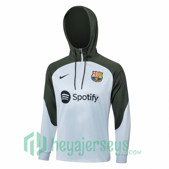 Hooded Sweatshirt FC Barcelona White Green 2023/2024