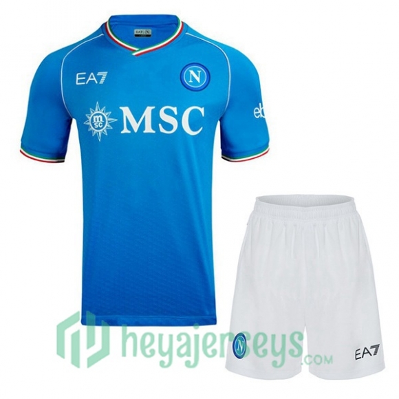 SSC Napoli Kids Soccer Jerseys Home Blue 2023/2024