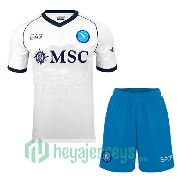 SSC Napoli Kids Soccer Jerseys Away White 2023/2024