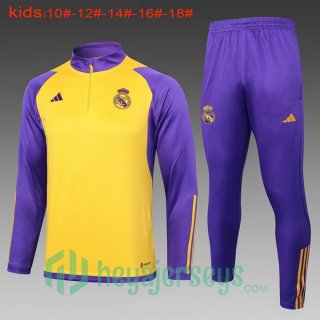 Tracksuit Real Madrid Kids Yellow Purple 2024/2025