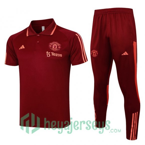 Soccer Polo Manchester United + Pants Red 2024/2025