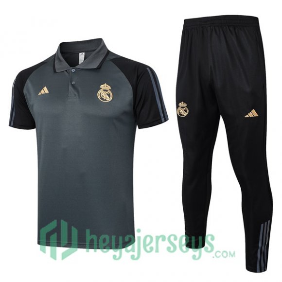 Soccer Polo Real Madrid + Pants Gray 2024/2025