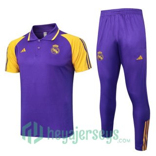Soccer Polo Real Madrid + Pants Purple 2024/2025