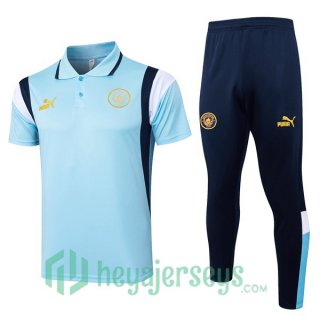 Soccer Polo Manchester City + Pants Blue 2024/2025