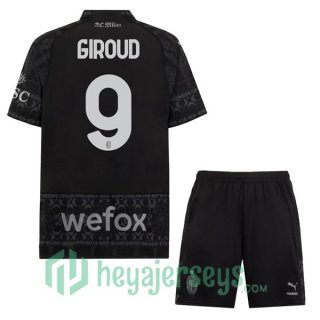 AC Milan (Giroud 9) Kids Four Soccer Jerseys Black 2023/2024