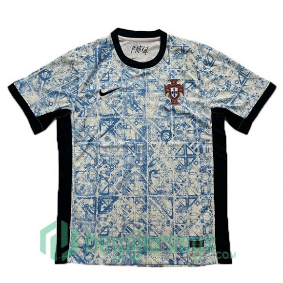 Portugal Soccer Jerseys Away White Blue Leak Version UEFA Euro 2024