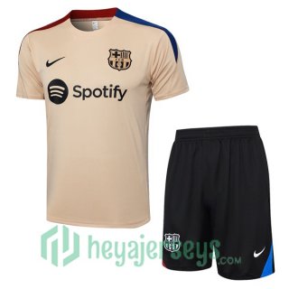FC Barcelona Training T-Shirts + Shorts Yellow 2024/2025