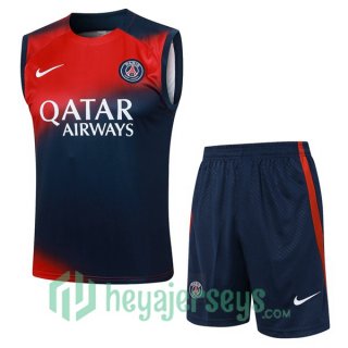Soccer Vest Paris Saint Germain + Shorts Blue Royal Red 2024/2025