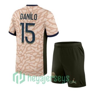 Paris Saint Germain (Danilo 15) Kids Four Soccer Jerseys Rose 2023/2024