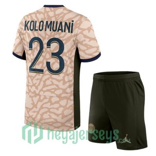 Paris Saint Germain (Kolo Muani 23) Kids Four Soccer Jerseys Rose 2023/2024