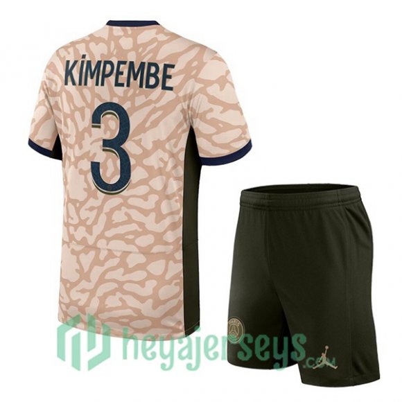 Paris Saint Germain (Kimpembe 3) Kids Four Soccer Jerseys Rose 2023/2024