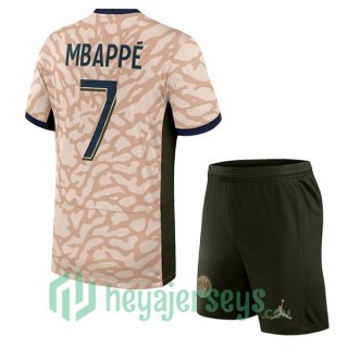 Paris Saint Germain (Mbappé 7) Kids Four Soccer Jerseys Rose 2023/2024