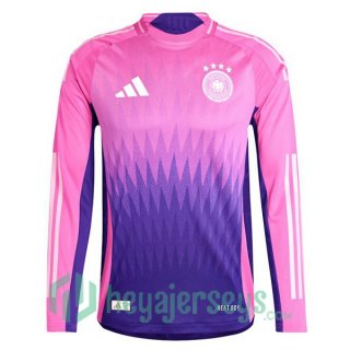 Germany Soccer Jerseys Away Long Sleeve Rose Purple UEFA Euro 2024