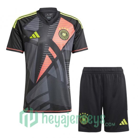 Germany Kids Goalkeeper Soccer Jerseys Black UEFA Euro 2024