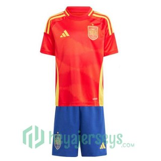 Spain Kids Soccer Jerseys Home Red UEFA Euro 2024