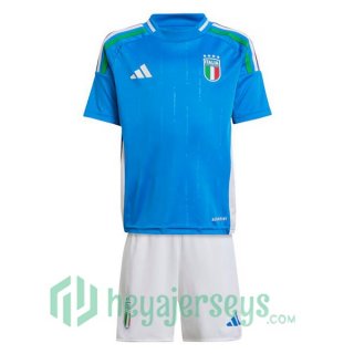 Italy Kids Soccer Jerseys Home Blue UEFA Euro 2024