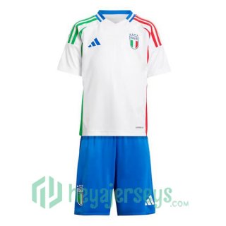 Italy Kids Soccer Jerseys Away White UEFA Euro 2024
