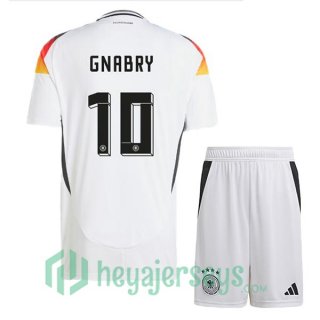 Germany (GNABRY 10) Kids Soccer Jerseys Home White UEFA Euro 2024