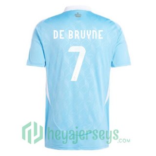 Belgium (DE BRUYNE 7) Soccer Jerseys Away Blue UEFA Euro 2024