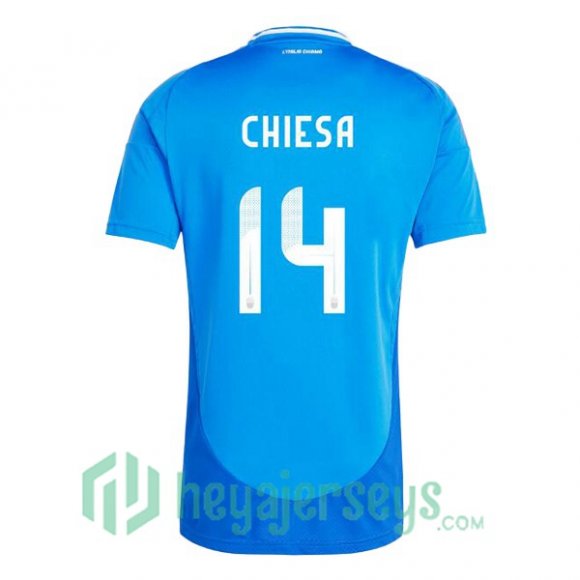 Italy (CHIESA 14) Soccer Jerseys Home Blue UEFA Euro 2024