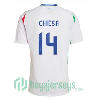 Italy (CHIESA 14) Soccer Jerseys Away White UEFA Euro 2024