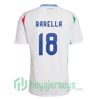 Italy (BARELLA 18) Soccer Jerseys Away White UEFA Euro 2024