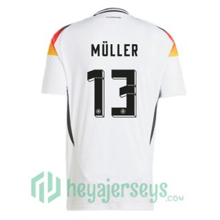 Germany (MÜLLER 13) Soccer Jerseys Home White UEFA Euro 2024