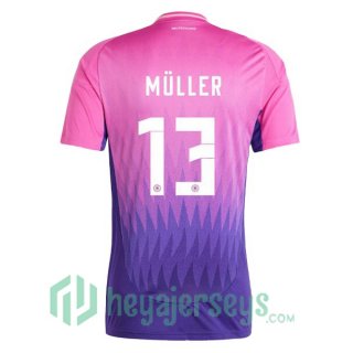 Germany (MÜLLER 13) Soccer Jerseys Away Rose Purple UEFA Euro 2024
