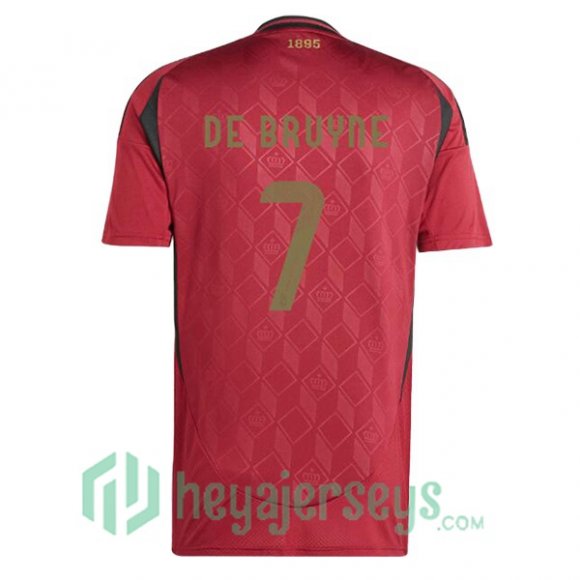 Belgium (DE BRUYNE 7) Soccer Jerseys Home Red UEFA Euro 2024