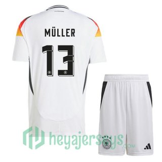 Germany (MÜLLER 13) Kids Soccer Jerseys Home White 2024/2025