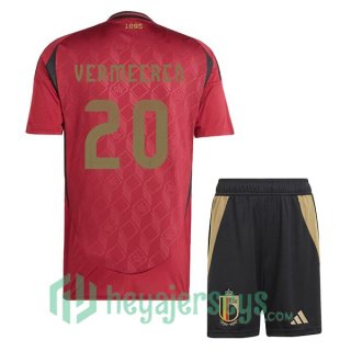 Belgium (VERMEEREN 20) Kids Soccer Jerseys Home Red 2024/2025