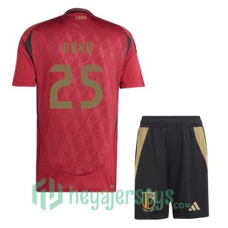 Belgium (DOKU 25) Kids Soccer Jerseys Home Red 2024/2025