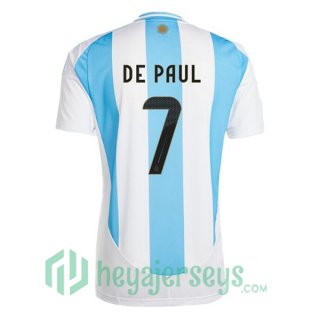 Argentina (DE PAUL 7) Soccer Jerseys Home Blue White 2024/2025