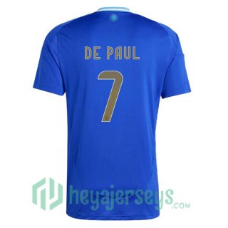 Argentina (DE PAUL 7) Soccer Jerseys Away Blue 2024/2025