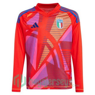 Italy Soccer Jerseys Goalkeeper Long Sleeve Red UEFA Euro 2024