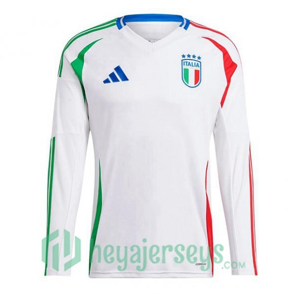 Italy Soccer Jerseys Away Long Sleeve White UEFA Euro 2024