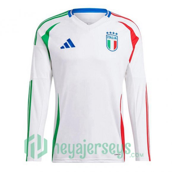 Italy Soccer Jerseys Away Long Sleeve White 2024/2025