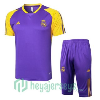 Real Madrid Training T-Shirts + Shorts Purple 2024/2025