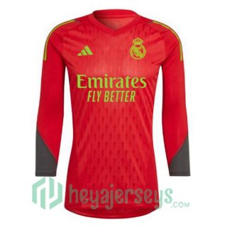Real Madrid Soccer Jerseys Goalkeeper Long Sleeve Red 2023/2024