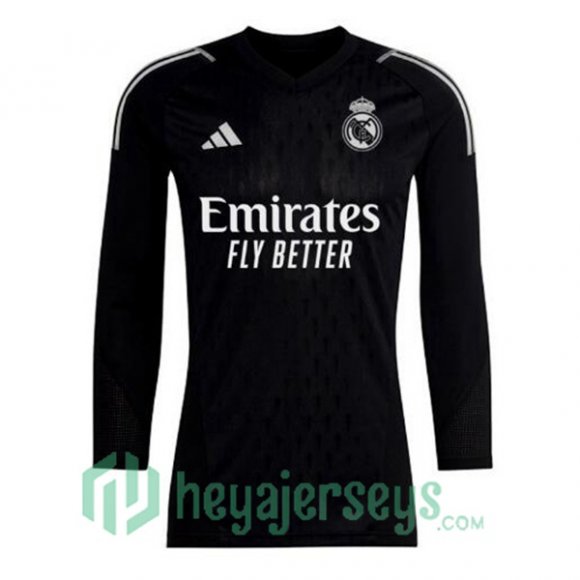 Real Madrid Soccer Jerseys Goalkeeper Long Sleeve Black 2023/2024